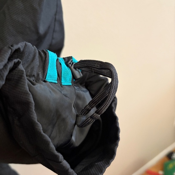 adidas Black & Teal Stripe Windbreaker Track Pants w Toggle Ankle Cuff - Picture 8 of 13
